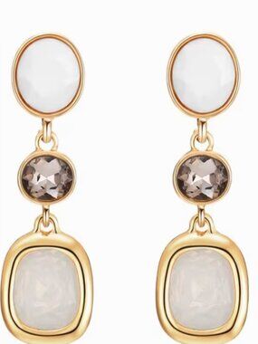 White, Smoky and Opalescent Rhinestone Clip-on Earrings